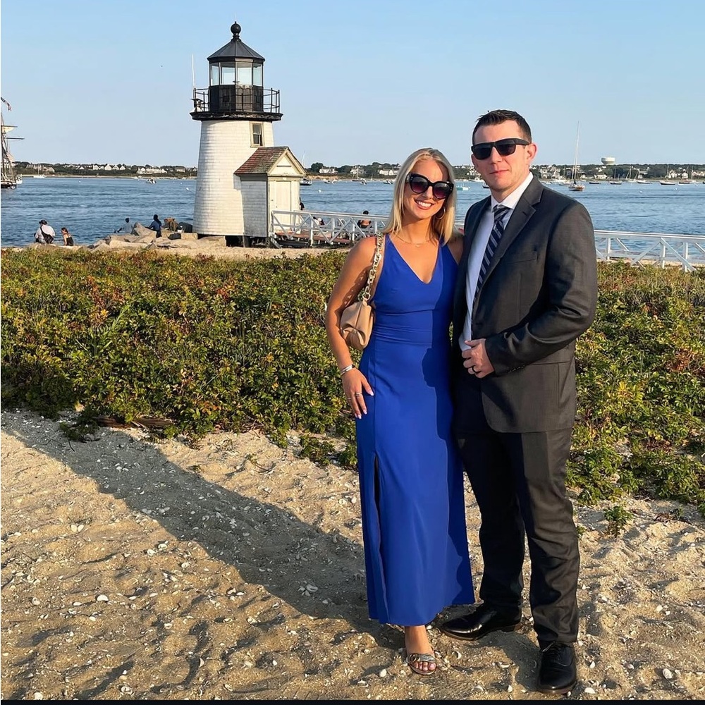 Fame & Partners Blue Strappy Gown